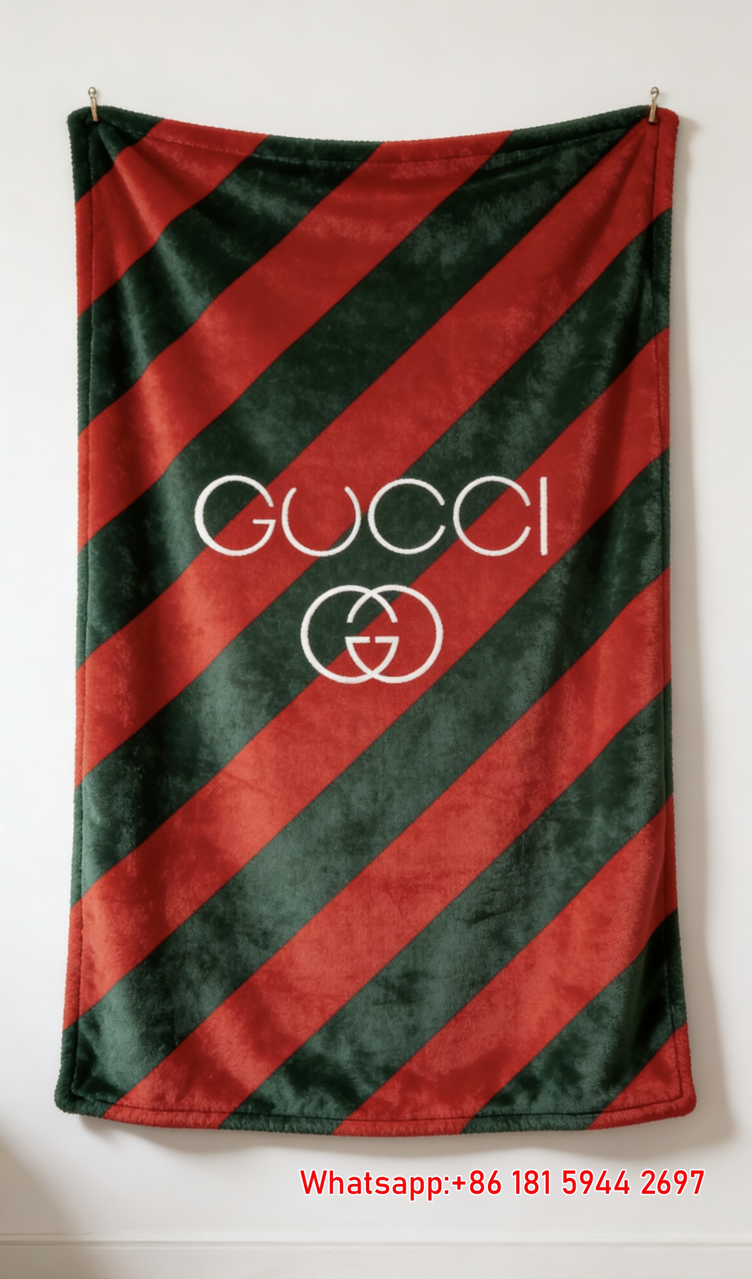Red & Green Gucci Flannel Tapestry Gucci Web Stripe Throw Blankets IMG_2928
